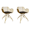 Lot de 2 fauteuils de table en métal doré