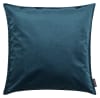 Housse de coussin velours avec volant piqué bleu pétrole 60x60