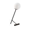 Lampada da tavolo moderna nera con sfera in vetro bianco opalino