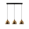 Lampada sospensione moderna lineare 3 luci oro e dettagli in rilievo