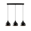 Lampada sospensione moderna lineare 3 luci nero e dettagli in rilievo