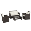 Set Da Giardino 4 Posti Resina Intrecciata Marrone Con Tessuto Crema Majorque M22043766