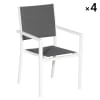 Lot de 4 chaises rembourrées gris en aluminium blanc