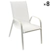 Satz von 8 Stühlen aus weißem Textilene und weißem Aluminium