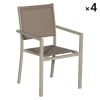 Set di 4 sedie in alluminio e textilene color tortora