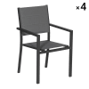Lot de 4 chaises rembourrées gris en aluminium anthracite
