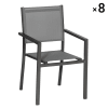 Set di 8 sedie in alluminio antracite e textilene grigio