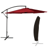 Freistehender Sonnenschirm rund 3m aus Stahl und rotem Tuch mit Hülle