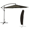 Freistehender Sonnenschirm rund 3m aus Stahl und grauem Tuch mit Hülle