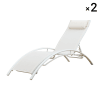2er-Set Liegestühle aus weißem Textilene - weißes Aluminium