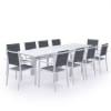 Set di mobili da giardino tavolo 132/264cm alluminio bianco e grigio