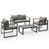 Set di mobili da giardino a 4 posti in tessuto grigio alluminio