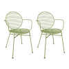 Lot de 2 fauteuils de table d'extérieur en métal vert