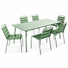 Table de jardin et 6 chaises en métal vert