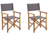 Set di 2 sedie in legno di acacia chiaro e grigio
