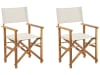 Set di 2 sedie in legno di acacia chiaro e bianco sporco