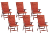 Lot de 6 chaises de jardin avec coussins rouges