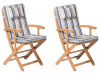 Lot de 2 chaises avec coussin à rayures beige et bleu