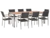 Ensemble de jardin table en bois et acier et 8 chaises en rotin noir