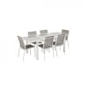 Salon de jardin blanc et taupe en aluminium table et 6 chaises