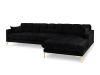 Canapé d'angle droit 5 places en tissu velours noir