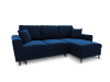 Canapé d'angle reversible, 4 places velours bleu roi