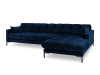 Canapé d'angle droit 5 places en tissu velours bleu roi