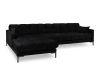 Canapé d'angle gauche 5 places en tissu velours noir
