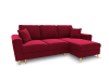 Canapé d'angle reversible, convertible 4 places en tissu velours rouge
