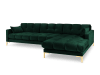 Canapé d'angle droit 5 places en tissu velours vert bouteille