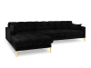 Sofá esquinero izquierdo 5 plazas de terciopelo negro