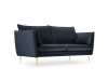 2-Sitzer Sofa aus Samt, dunkelblau