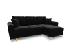 Canapé d'angle reversible, convertible 4 places en tissu velours noir