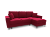 Canapé d'angle reversible, convertible 4 places en tissu velours rouge
