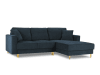 Canapé d'angle 4 places en tissu structuré bleu foncé