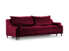 Sofá cama con baúl de almacenaje 3 plazas de terciopelo rojo
