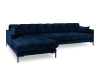 Canapé d'angle gauche 5 places en tissu velours bleu roi