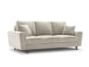 3-Sitzer ausklappbares Sofa mit Bettkasten aus Samt, leichtes beige