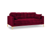 Canapé 2 places en tissu velours rouge