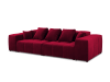 Sofá modular 3 plazas de terciopelo rojo