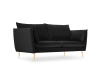 2-Sitzer Sofa aus Samt, schwarz