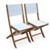Lot de 2 chaises de jardin pliantes bois exotique et textilène blanc