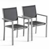 2 sillas de jardín con reposabrazos de aluminio y textileno