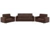 Conjunto de sofás 5 personas en piel sintética marrón