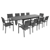 Salon de jardin table 180/300cm aluminium anthracite et gris