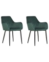 Lot de 2 chaises de salle à manger en tissu vert 60x84cm