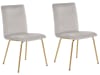 Conjunto de 2 sillas de comedor de terciopelo gris dorado