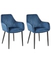 Lot de 2 chaises de salle à manger en tissu bleu 60x84cm