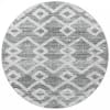 Tapis bohème rond à relief gris et blanc 200x200cm