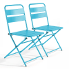 Set di 2 sedie da giardino pieghevoli in metallo blu
